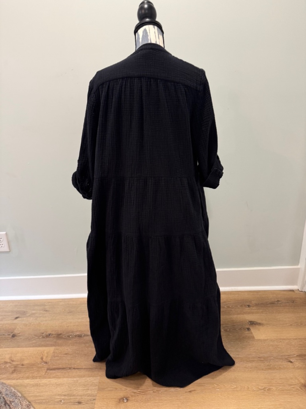 Chico's Cotton Gauze Tiered Dress in Black Size 14 - Picture 2 of 7